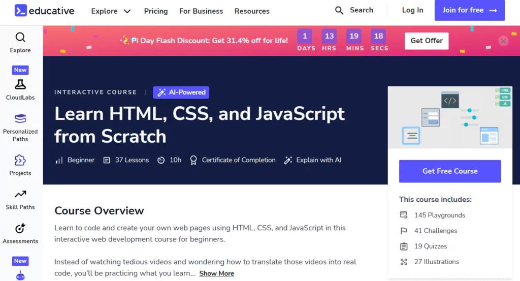 Educative.io – Learn HTML, CSS, and JavaScript from Scratch