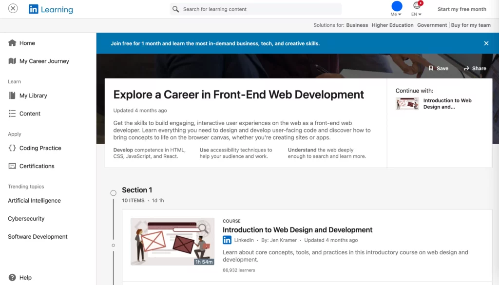 Become a Front-End Web Developer LinkedIn