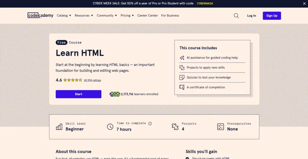 Codecademy's HTML5 Course