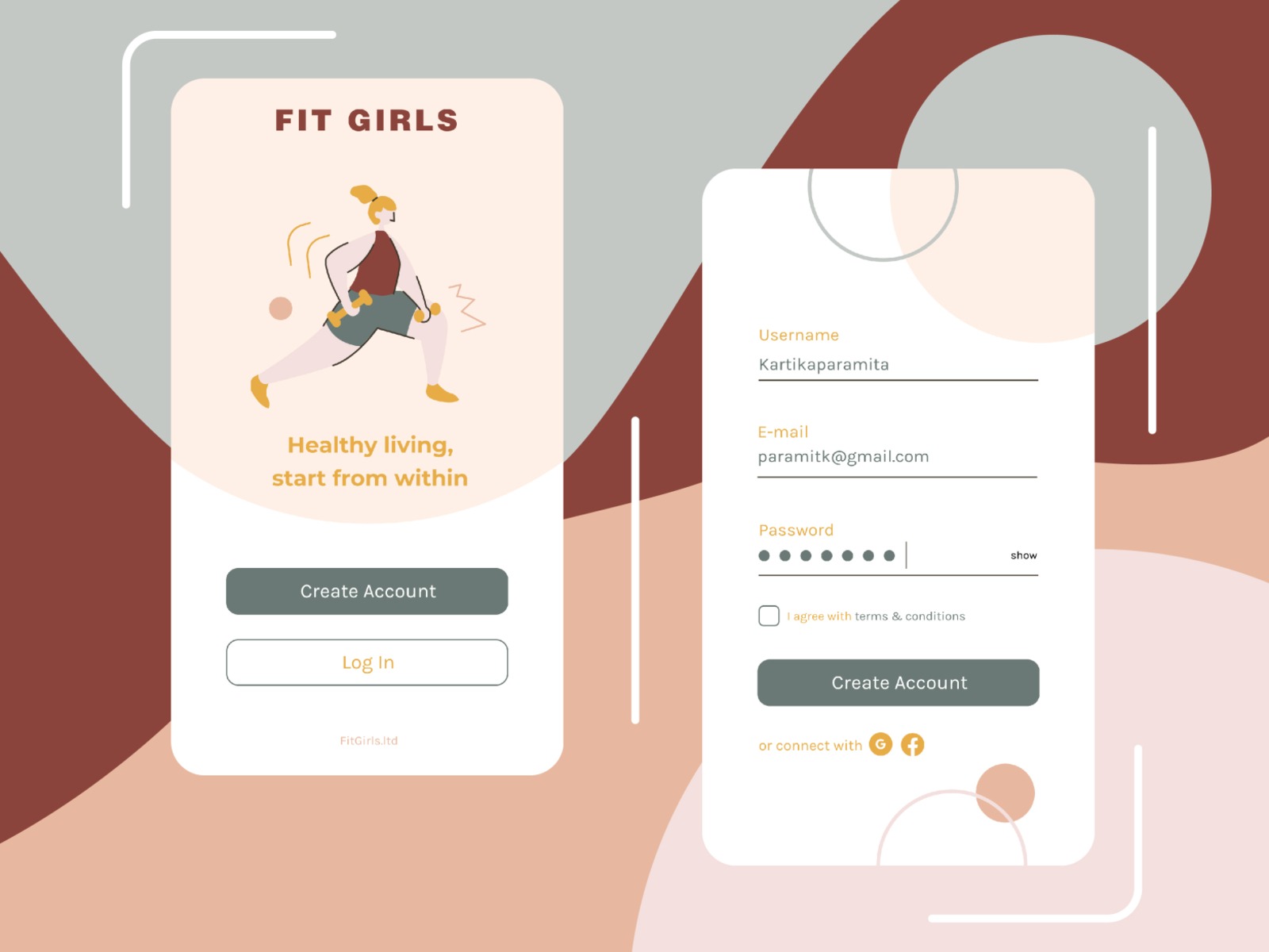 Daily UI 001 Sign Up (Fit Girls for Healthy Lifestyle App) by ...