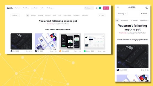 dribbble - responsive web design