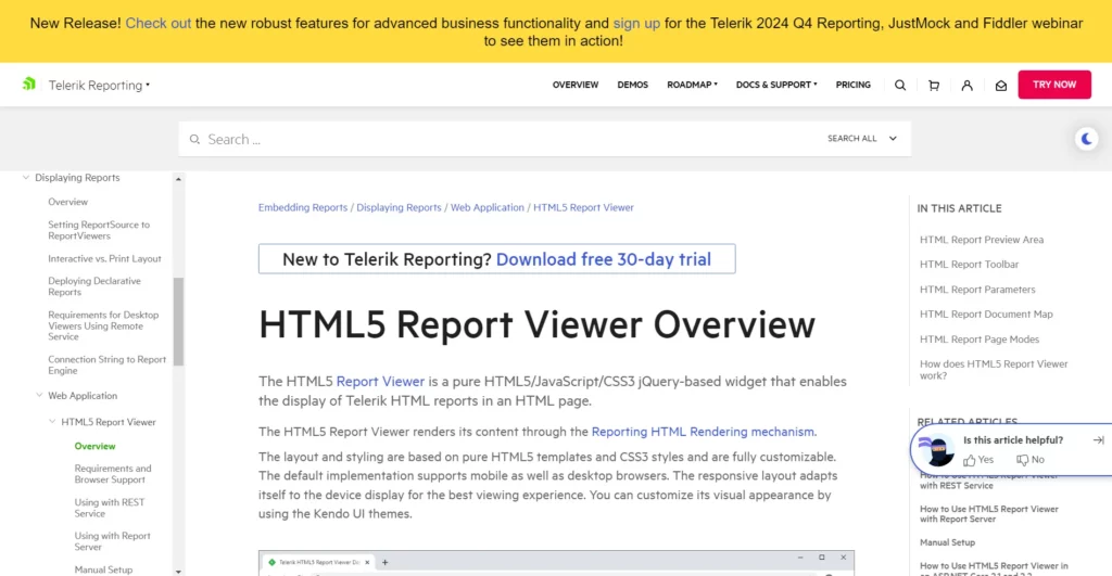 Telerik's HTML5 Report Viewer